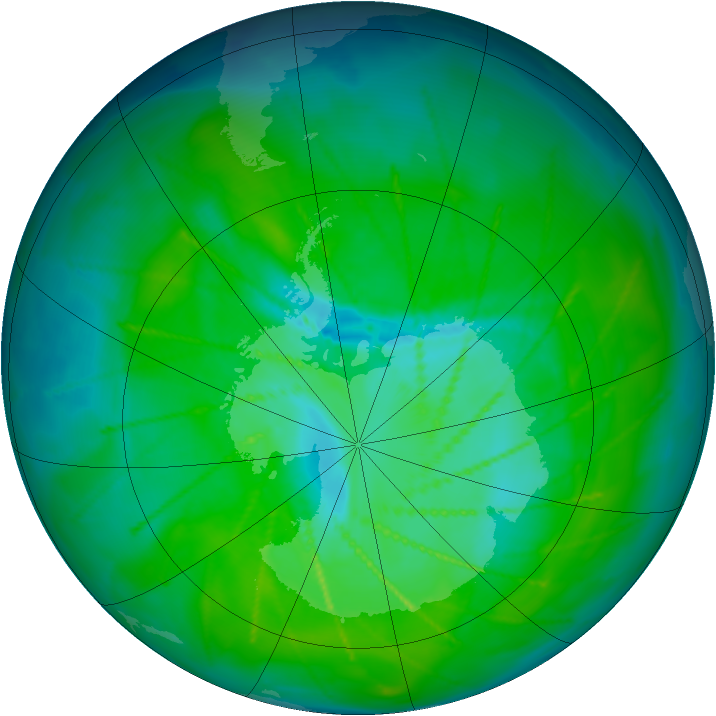 Antarctic ozone map for 23 December 2009